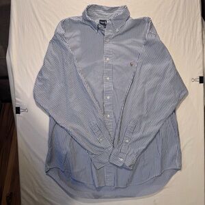Polo Ralph Lauren Dress Shirt Men Size 17.5-36 Yarmouth Blue Stripe Long Sleeve
